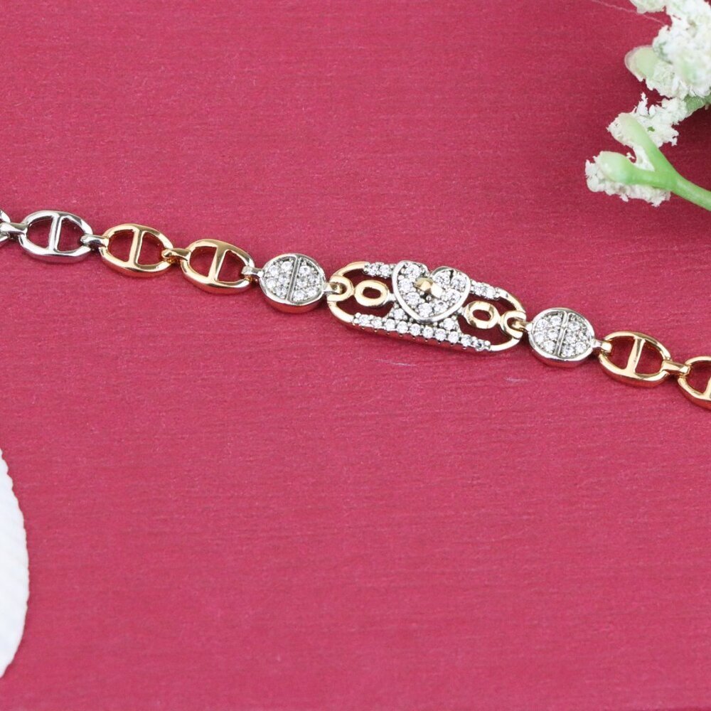 Rose Gold and Silver Dual Tone Heart Bracelet, XPBL0689 - Picture 12 of 12